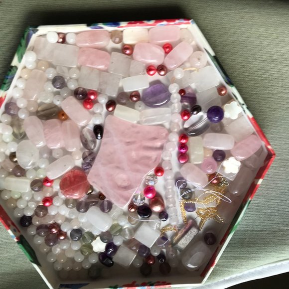 Bead Mix - real stones Rose quartz FW pearls Purple amethyst+ more - Picture 3 of 4